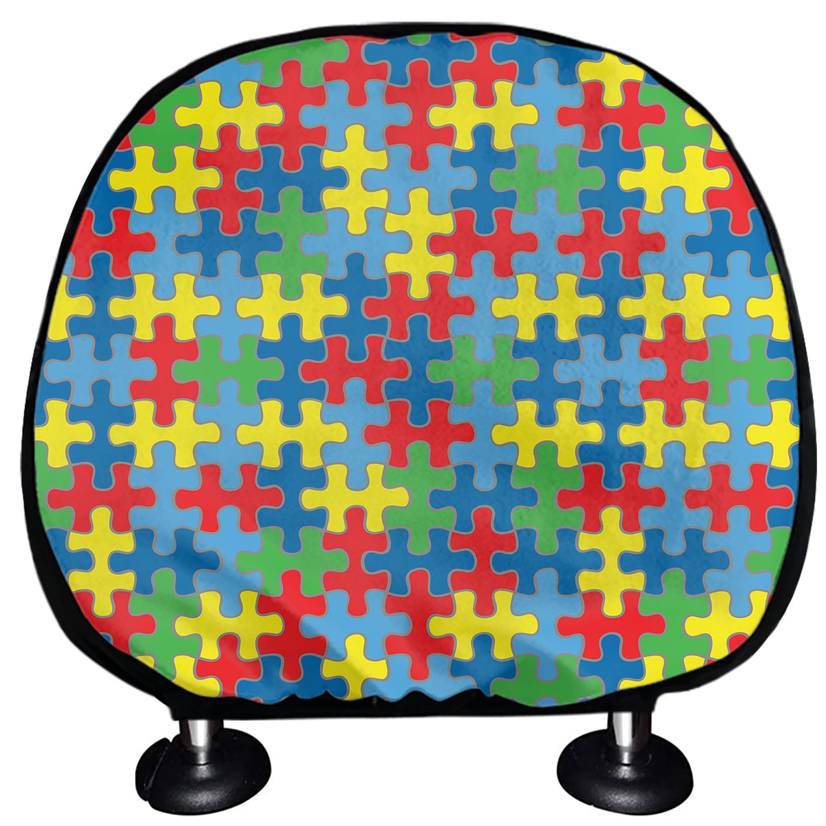 Autism Awareness Jigsaw Print Car Headrest Covers