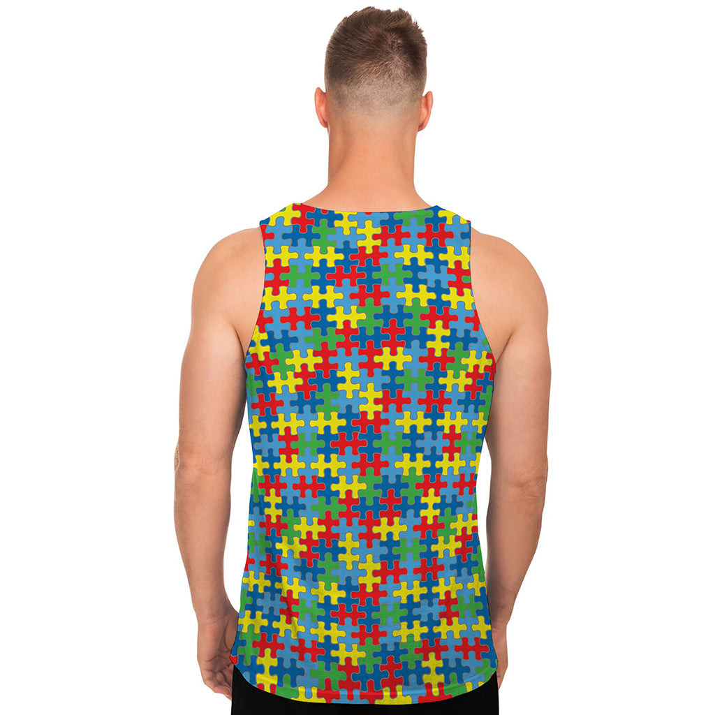 Autism Awareness Jigsaw Print Men's Tank Top