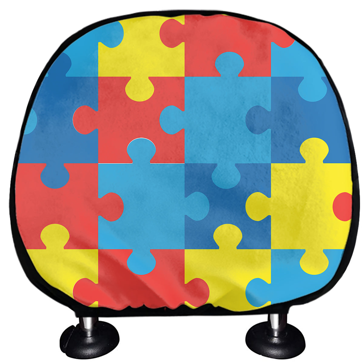 Autism Awareness Pattern Print Car Headrest Covers