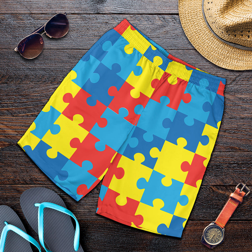 Autism Awareness Pattern Print Men's Shorts