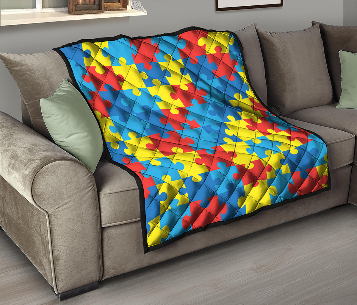 Autism Awareness Pattern Print Quilt
