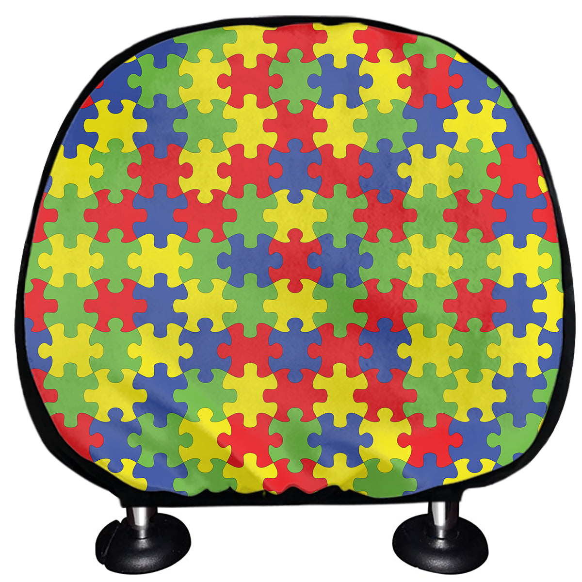 Autism Awareness Puzzle Pattern Print Car Headrest Covers