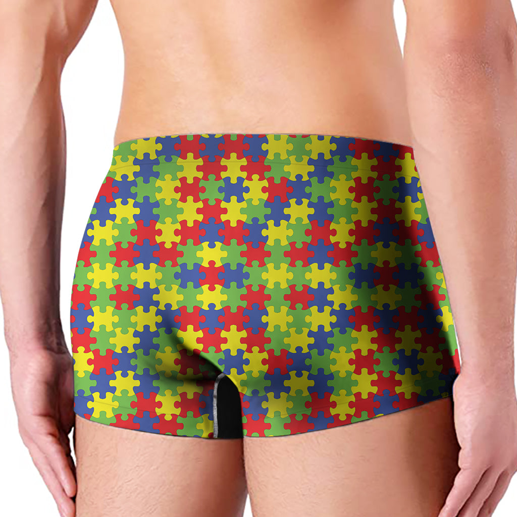 Autism Awareness Puzzle Pattern Print Men's Boxer Briefs