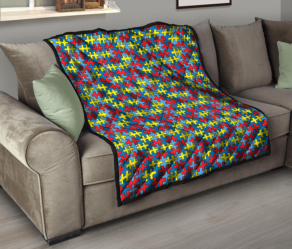 Autism Awareness Puzzle Print Quilt