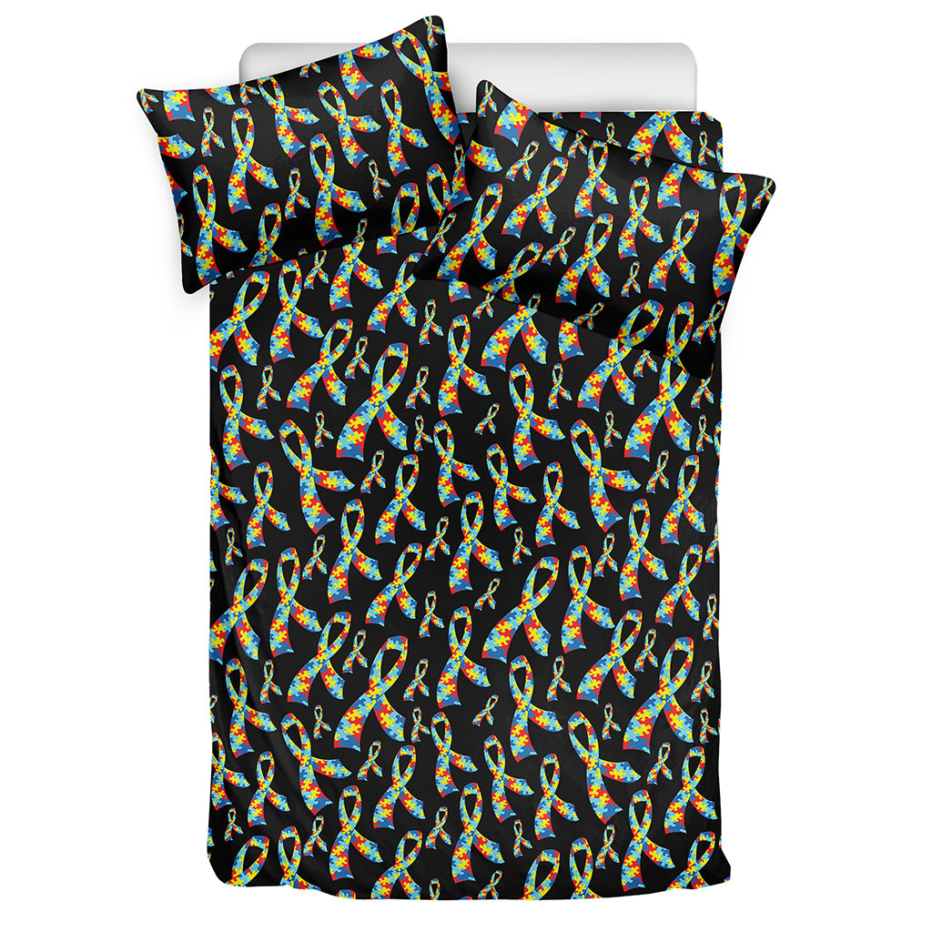 Autism Awareness Ribbon Pattern Print Duvet Cover Bedding Set