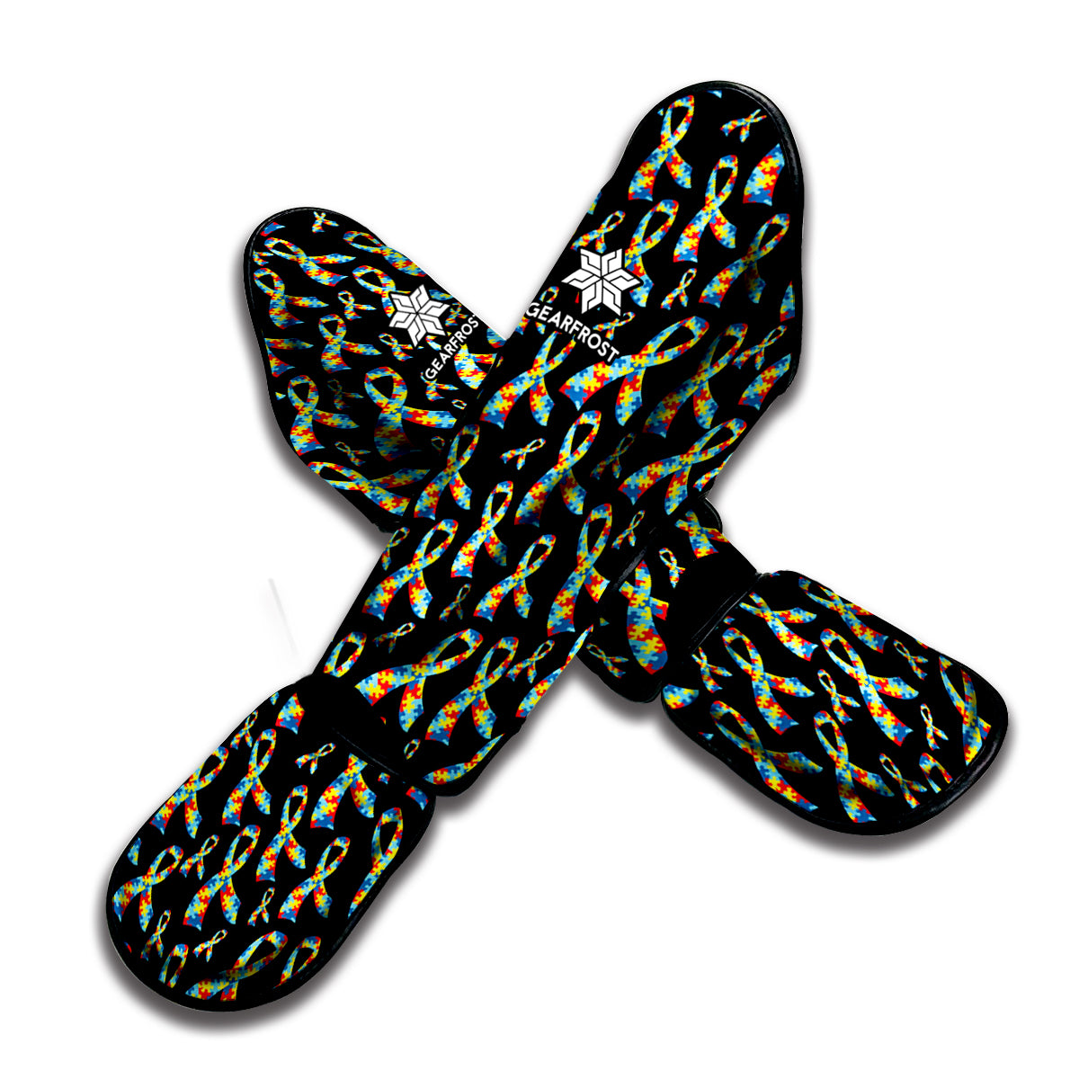 Autism Awareness Ribbon Pattern Print Muay Thai Shin Guard