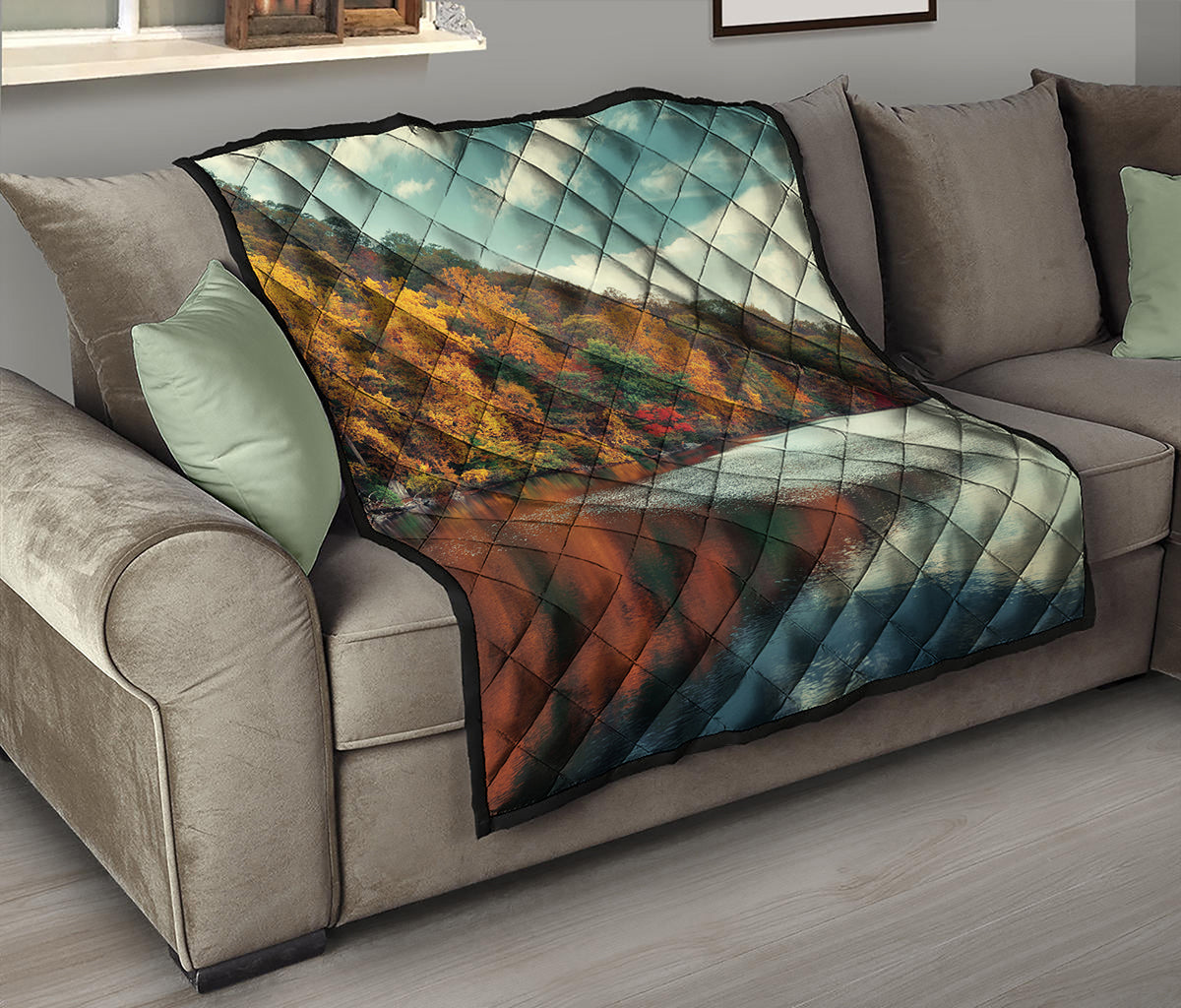 Autumn Lake Print Quilt