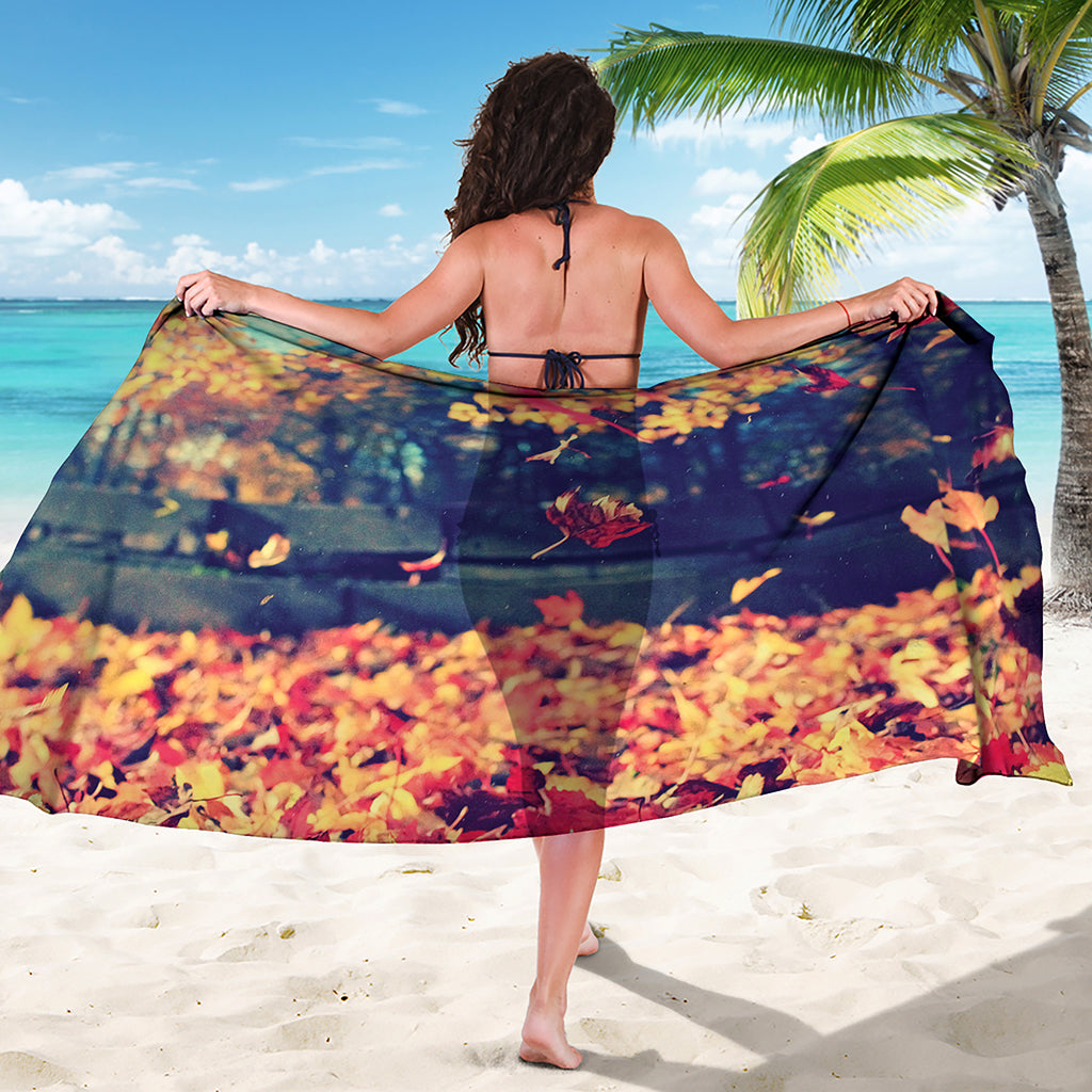 Autumn Leaves Print Beach Sarong Wrap