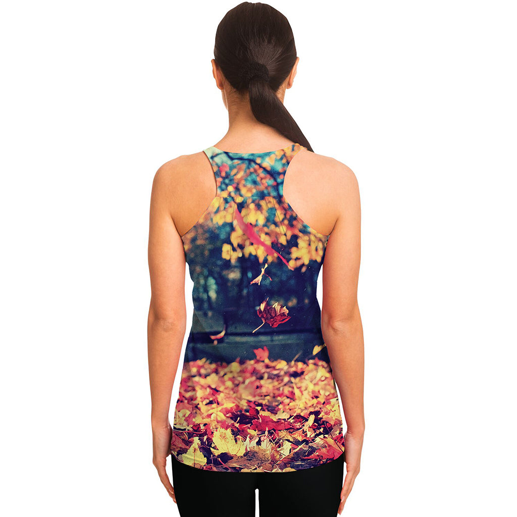Autumn Leaves Print Women's Racerback Tank Top