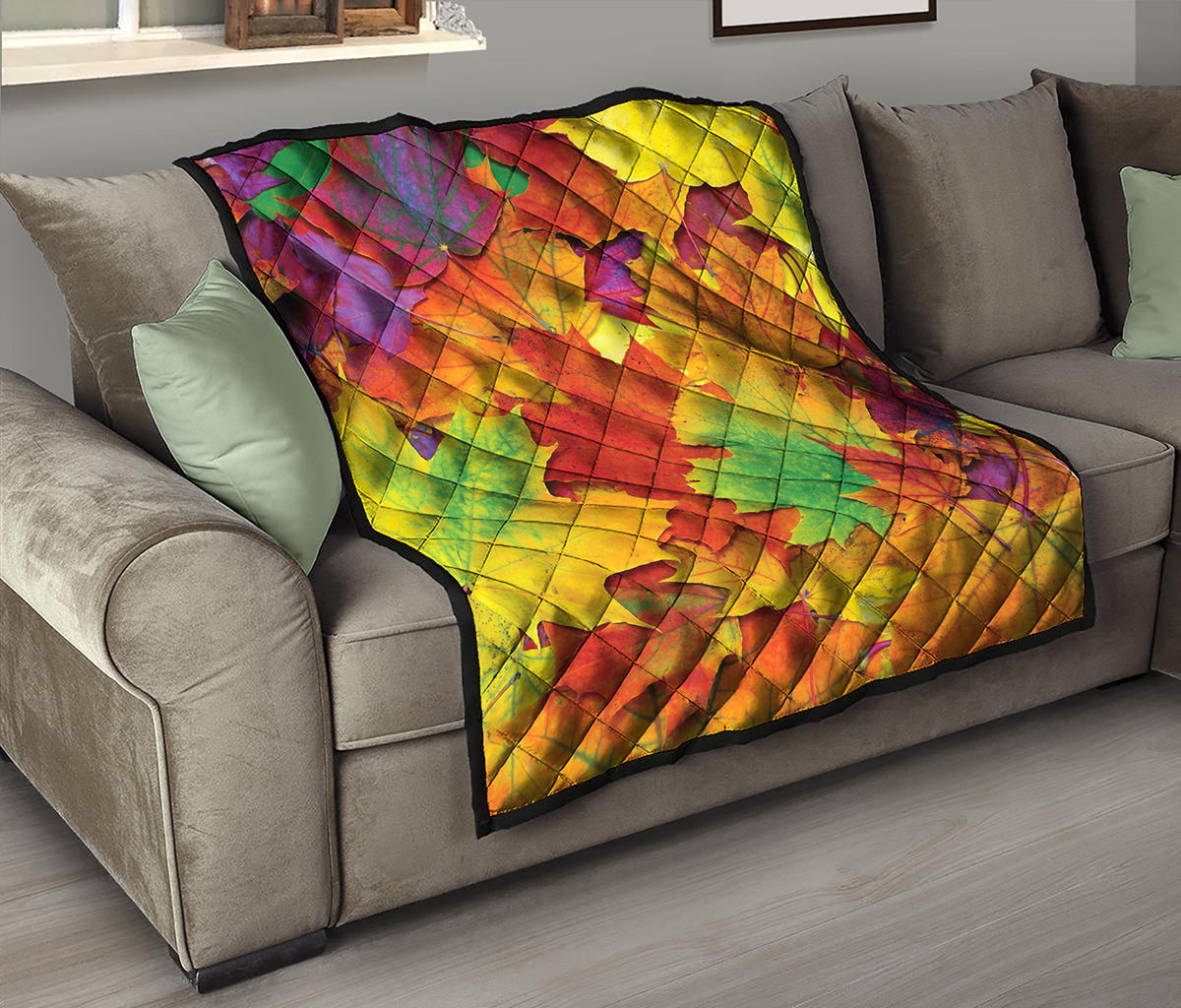 Autumn Maple Leaves Print Quilt