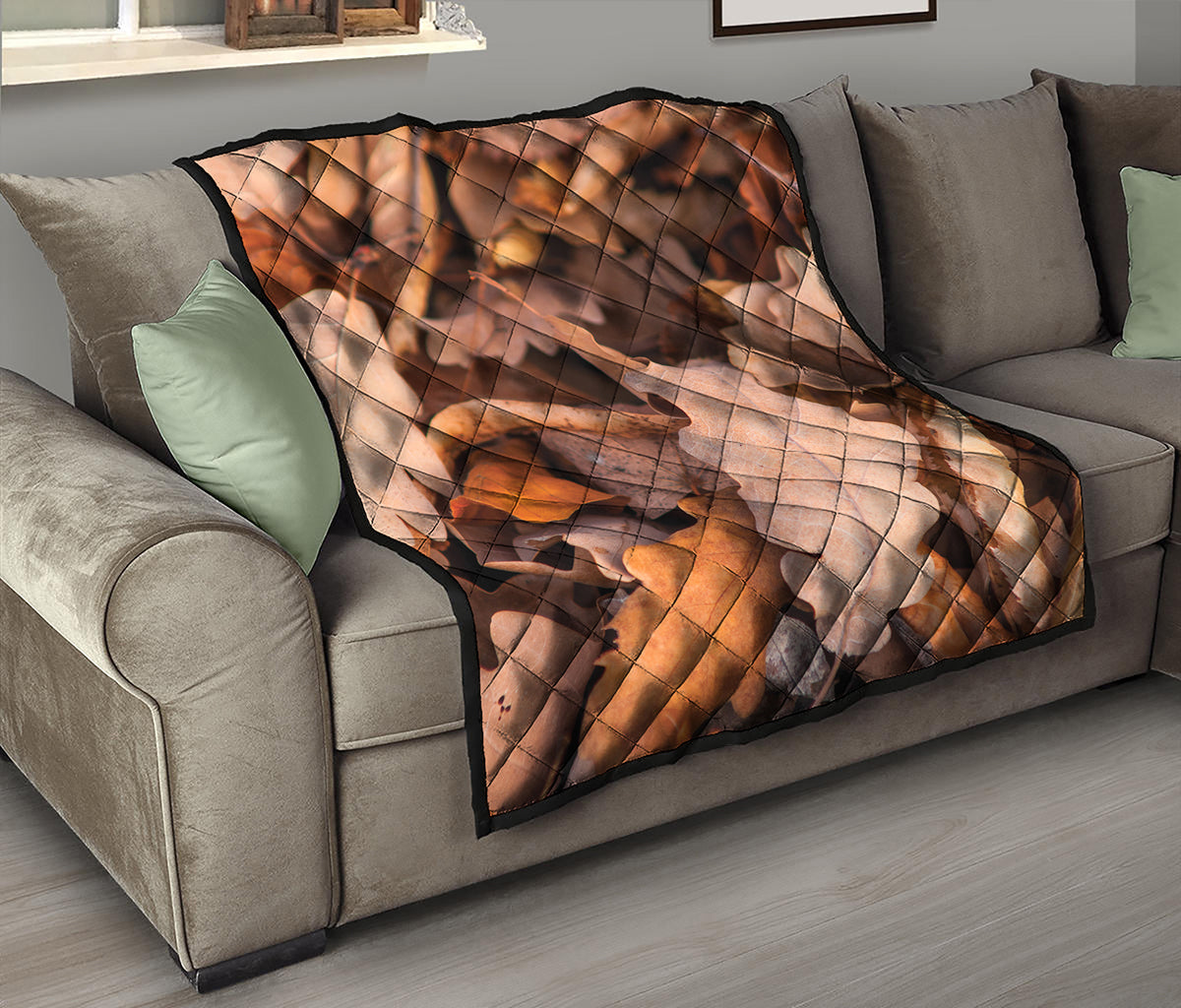 Autumn Oak leaf Print Quilt
