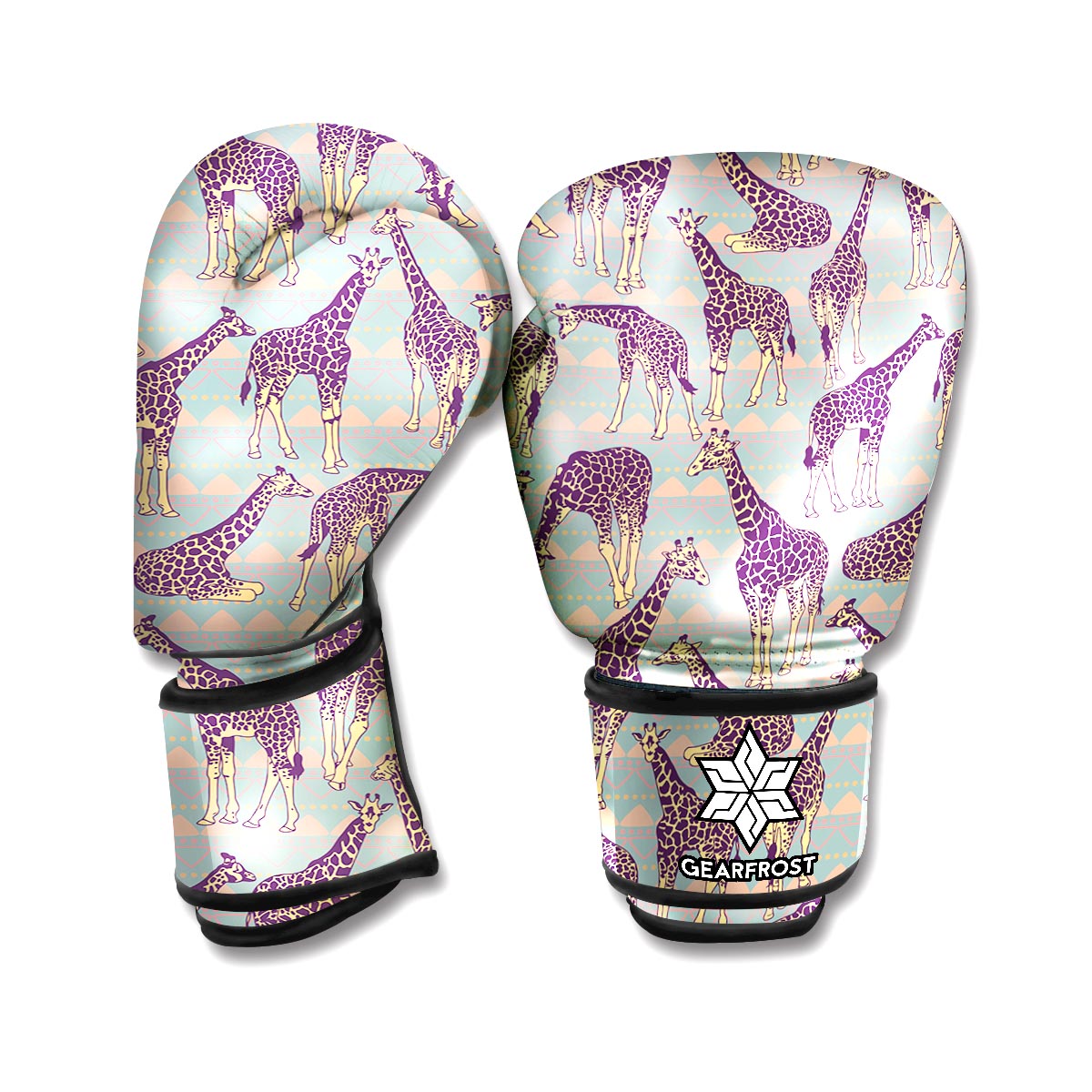 Aztec Giraffe Pattern Print Boxing Gloves