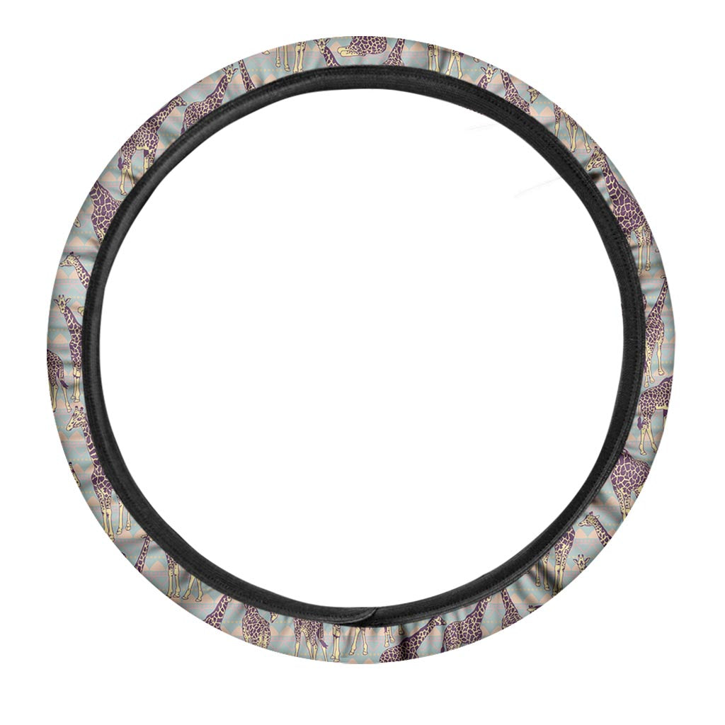 Aztec Giraffe Pattern Print Car Steering Wheel Cover