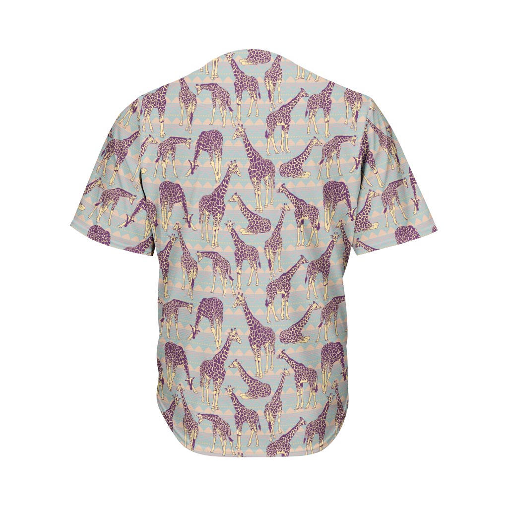 Aztec Giraffe Pattern Print Men's Baseball Jersey