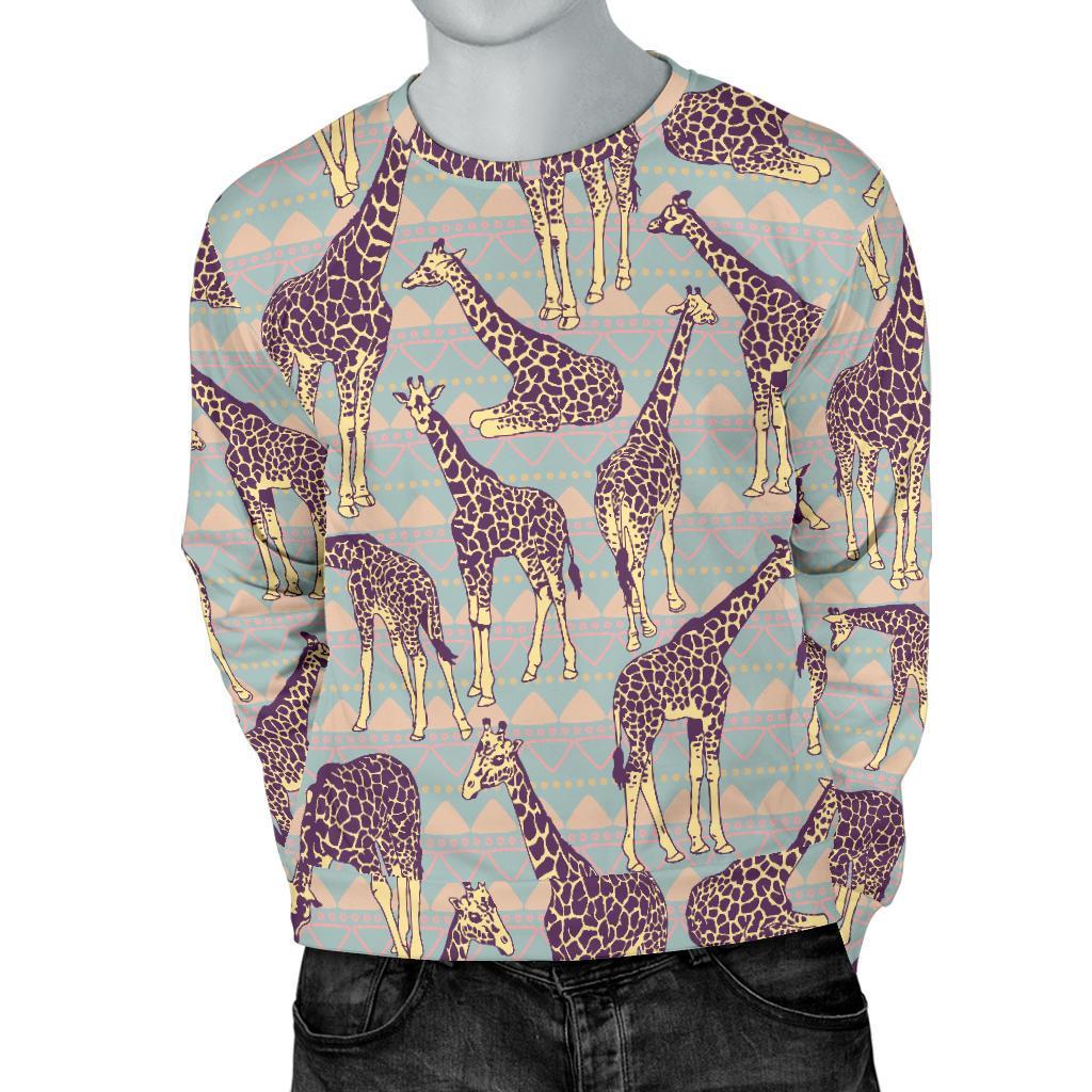 Aztec Giraffe Pattern Print Men's Crewneck Sweatshirt GearFrost