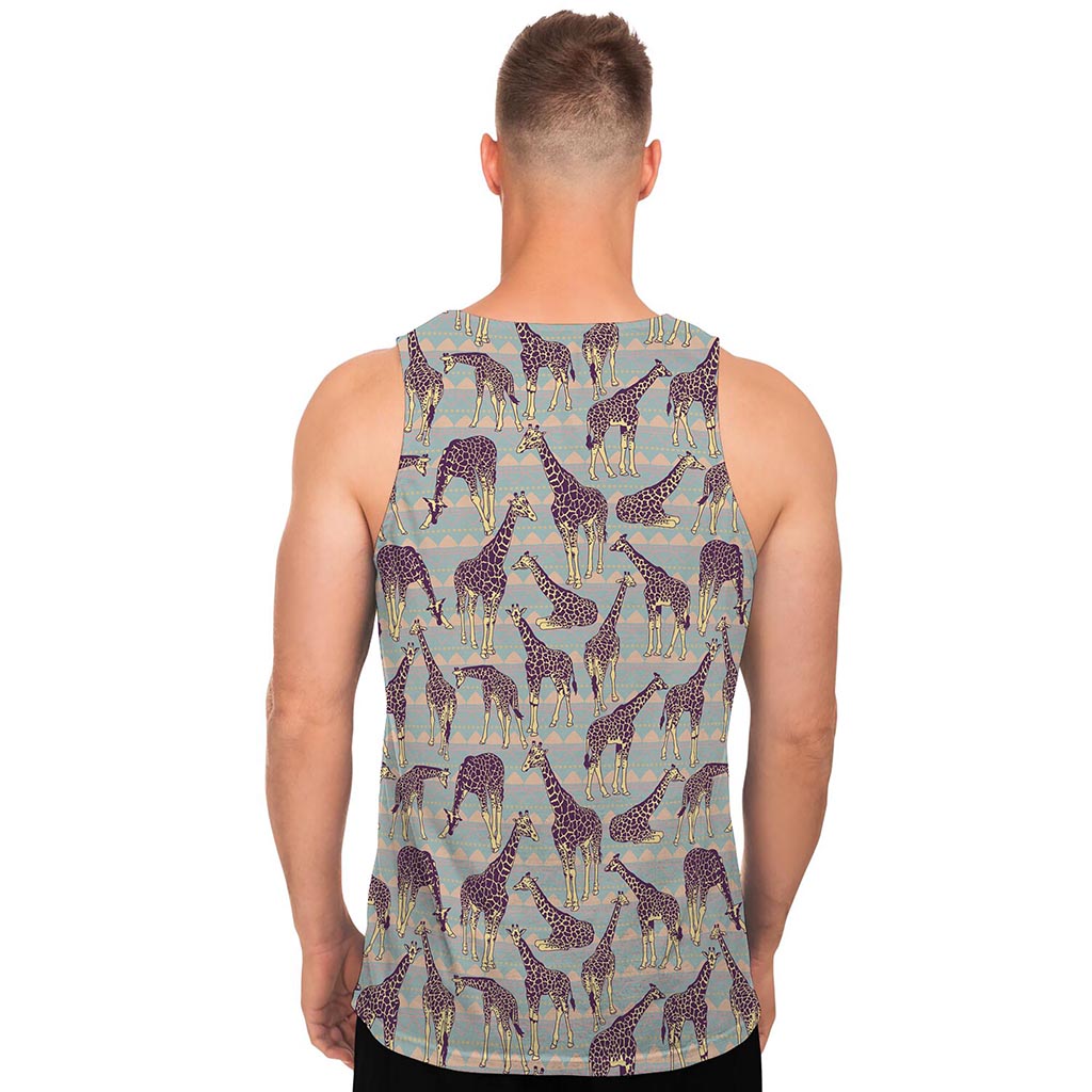 Aztec Giraffe Pattern Print Men's Tank Top