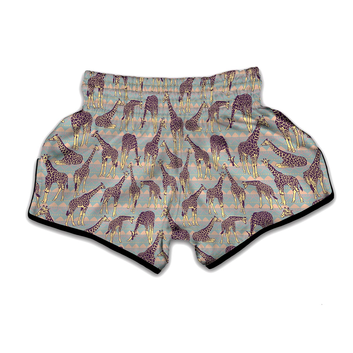 Aztec Giraffe Pattern Print Muay Thai Boxing Shorts