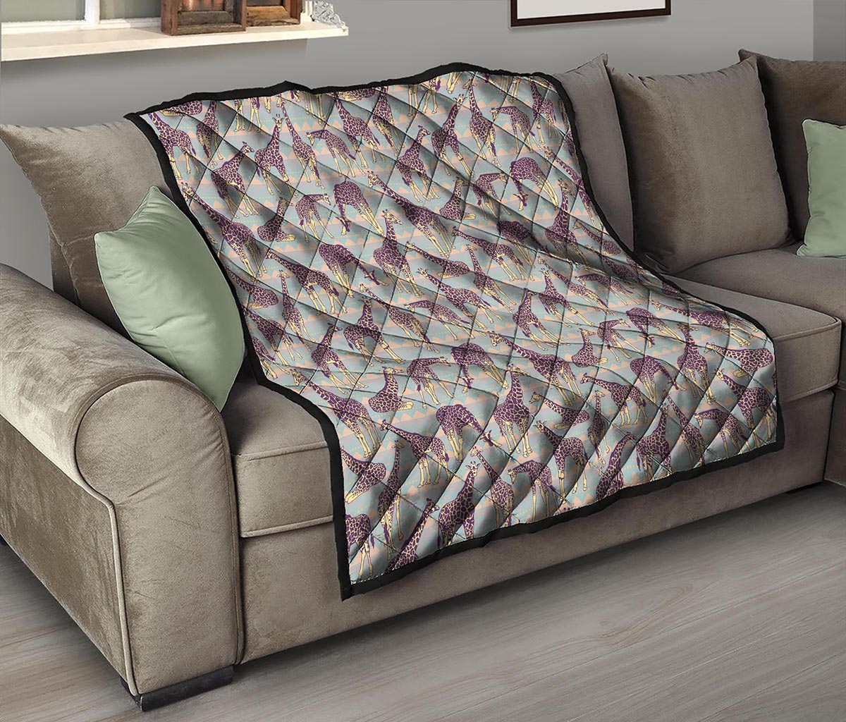 Aztec Giraffe Pattern Print Quilt