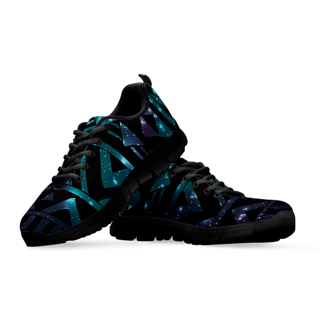 Aztec Tribal Galaxy Pattern Print Black Sneakers