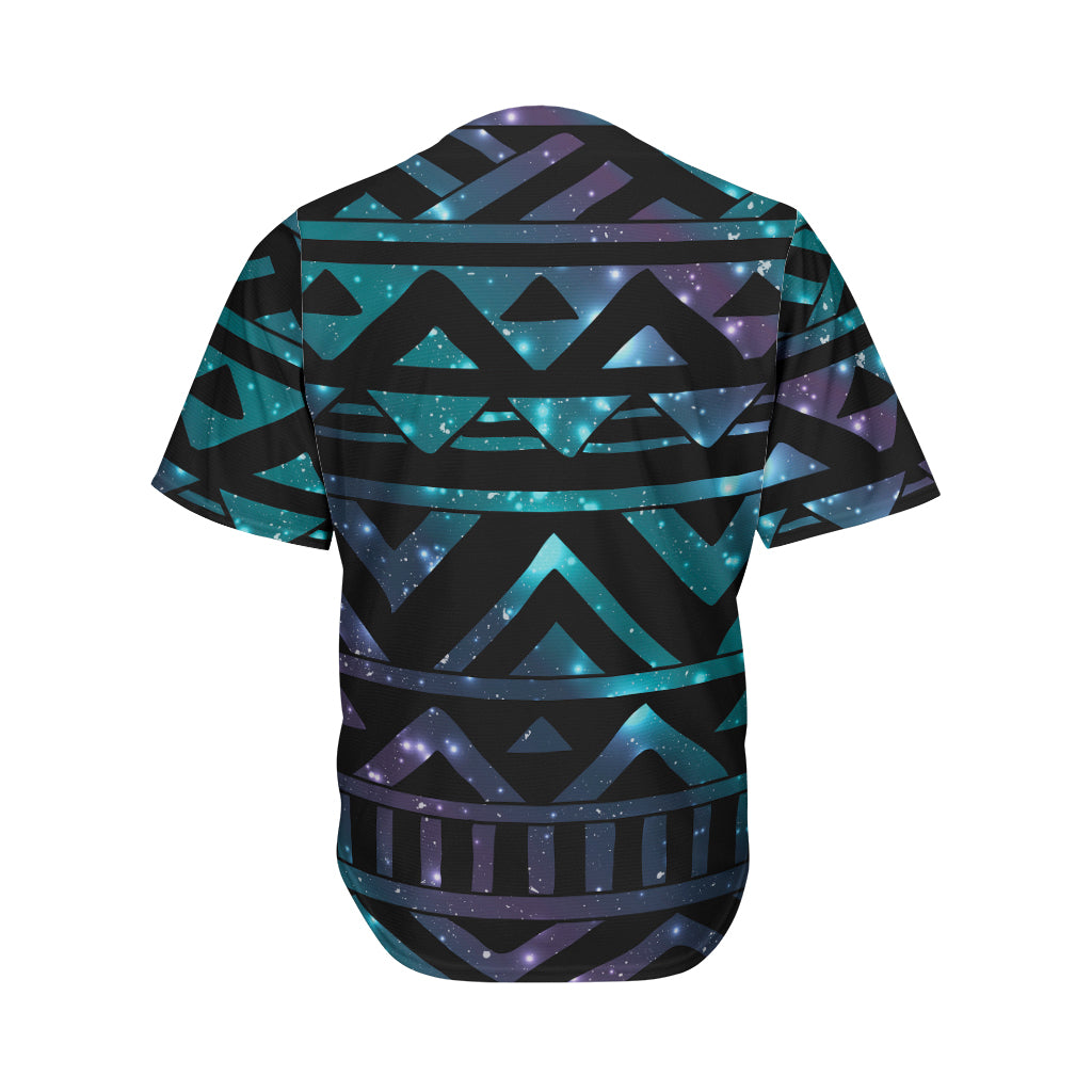 Aztec Tribal Galaxy Pattern Print Men's Baseball Jersey