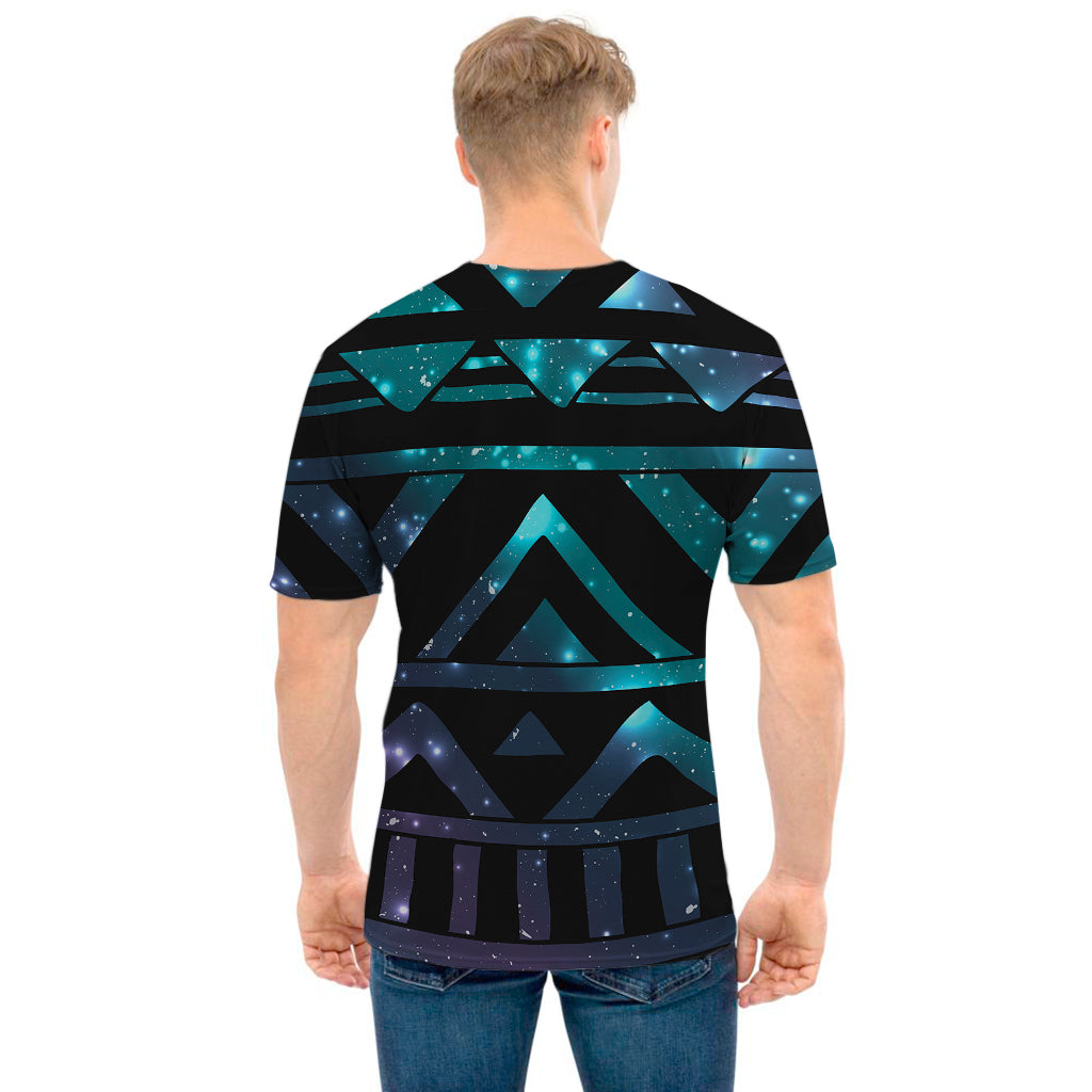 Aztec Tribal Galaxy Pattern Print Men's T-Shirt