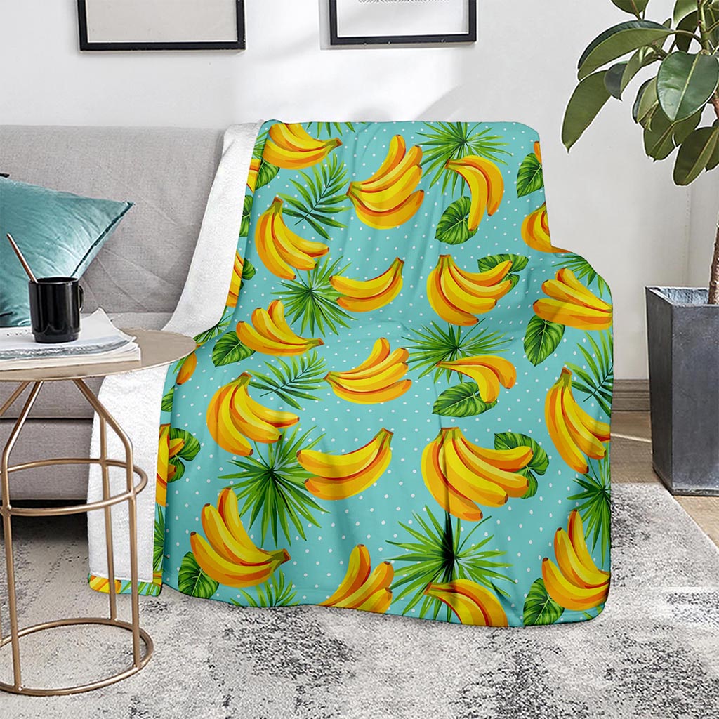 Banana Palm Leaf Pattern Print Blanket