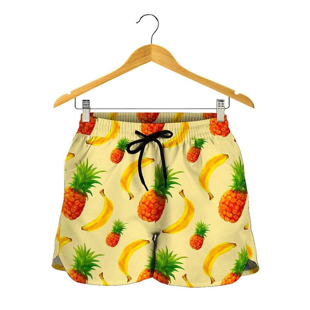 Banana Pineapple Pattern Print Women's Shorts