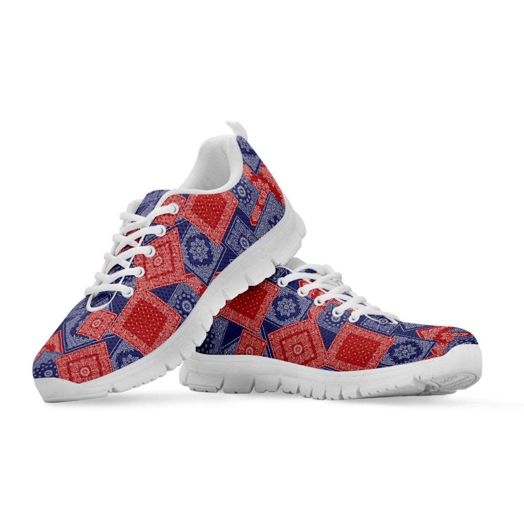 Bandanna Patchwork Pattern Print White Sneakers