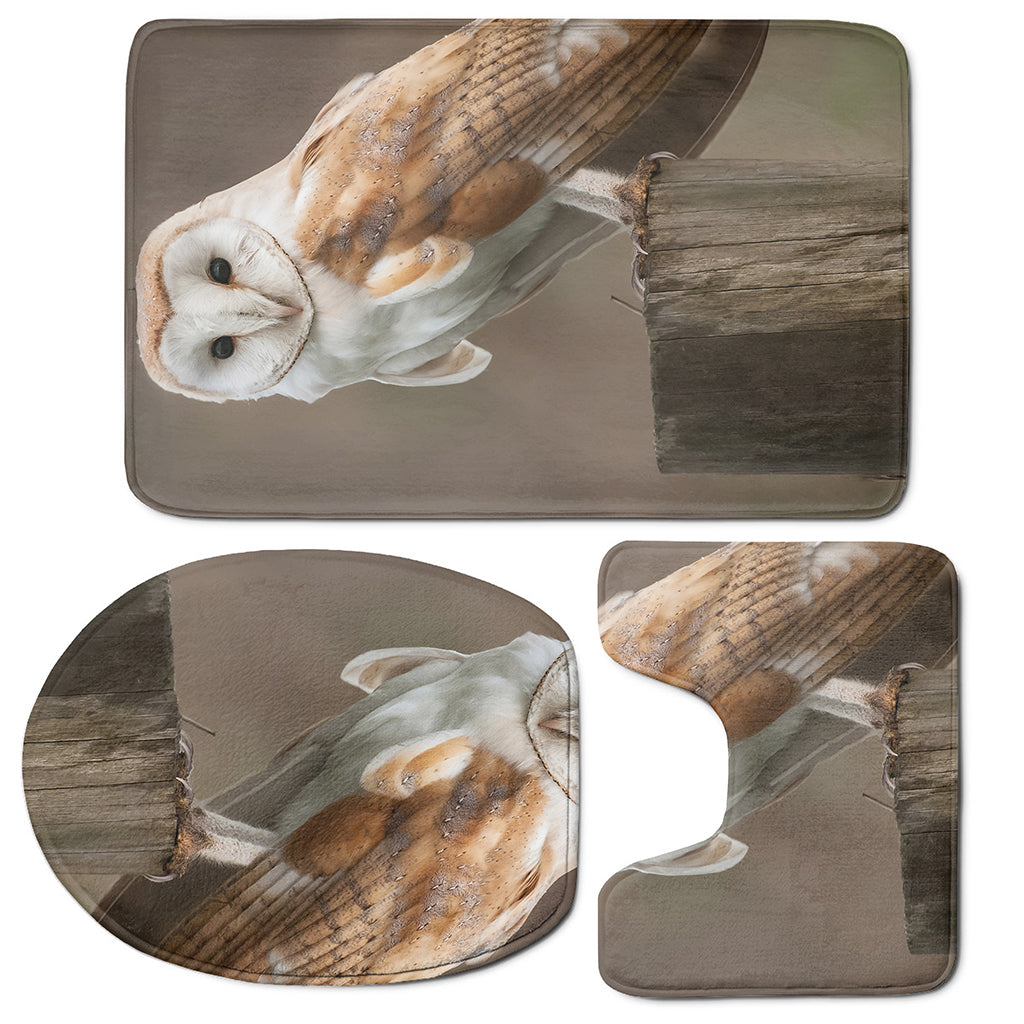 Barn Owl Print 3 Piece Bath Mat Set