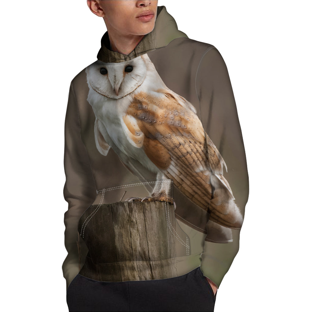 Barn Owl Print Pullover Hoodie