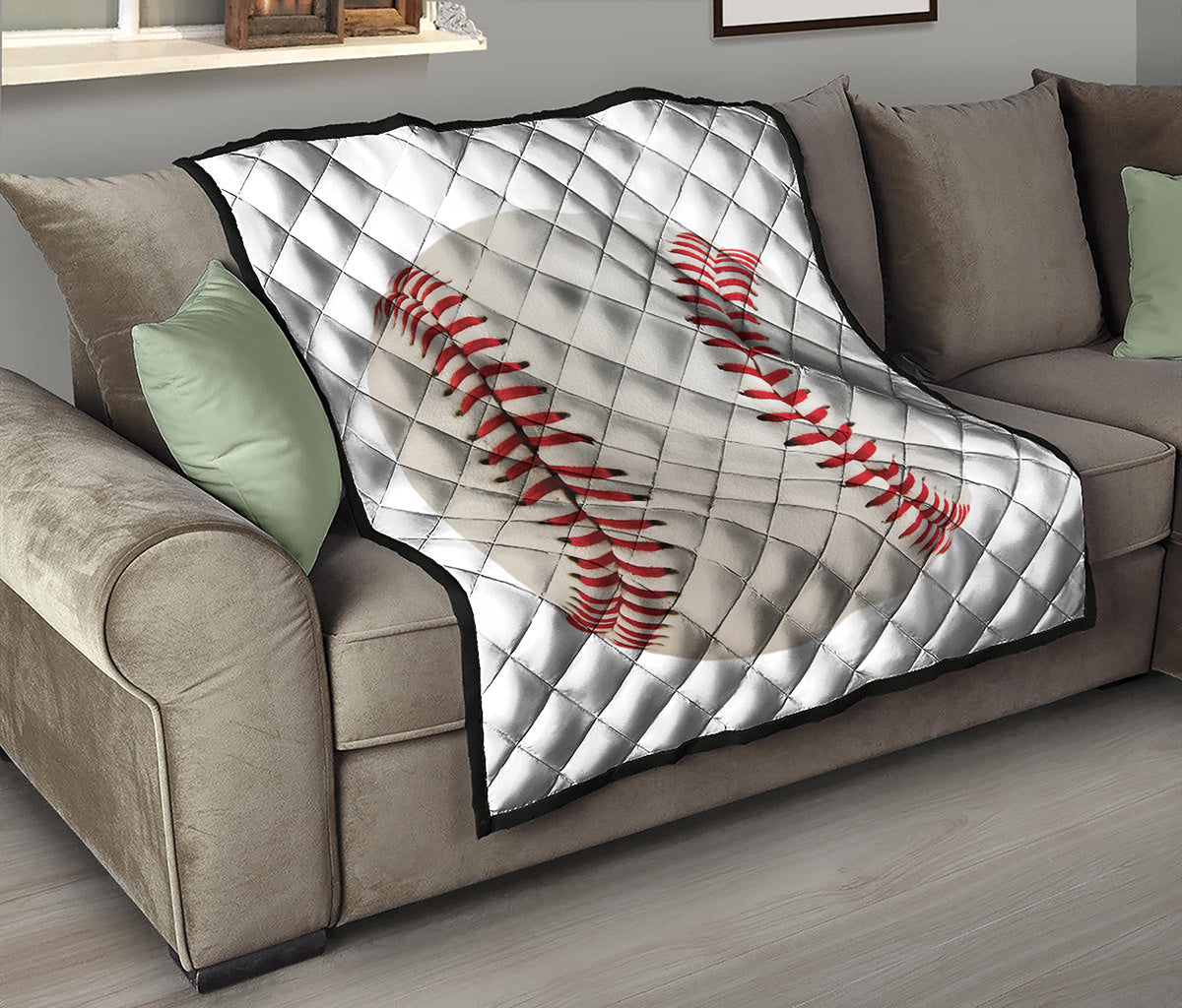 Baseball Stitching Print Quilt