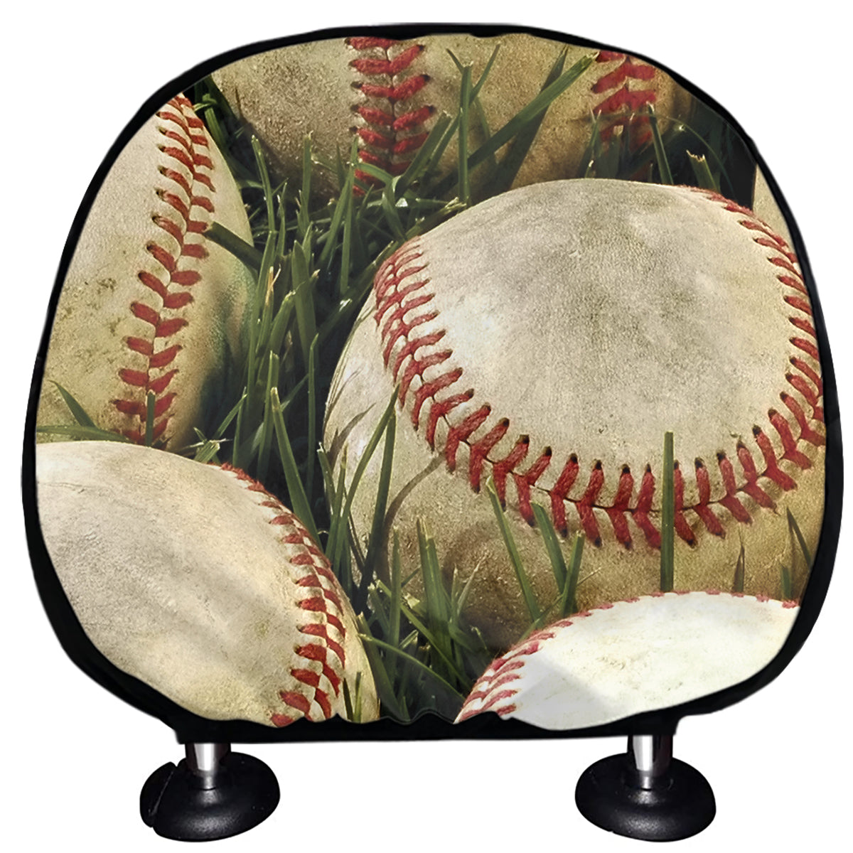 Baseballs On Field Print Car Headrest Covers