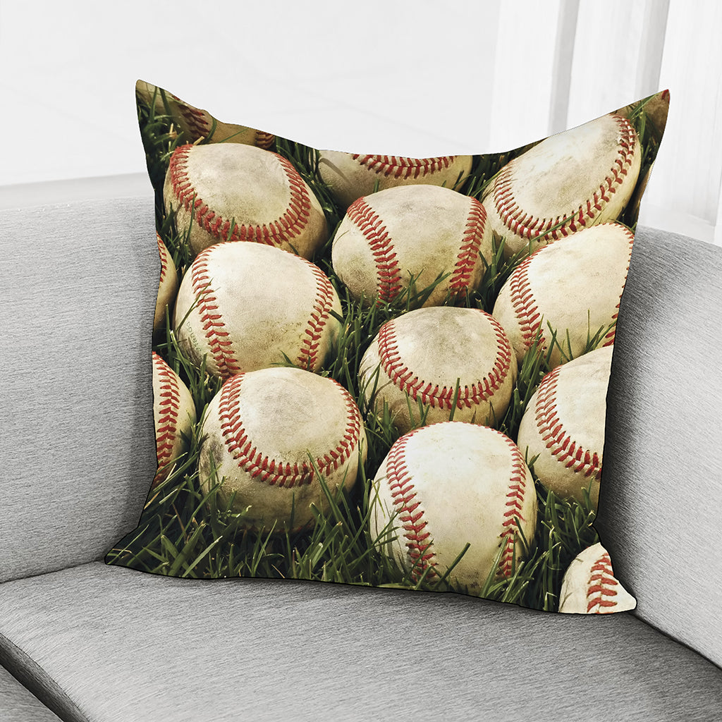 Baseballs On Field Print Pillow Cover