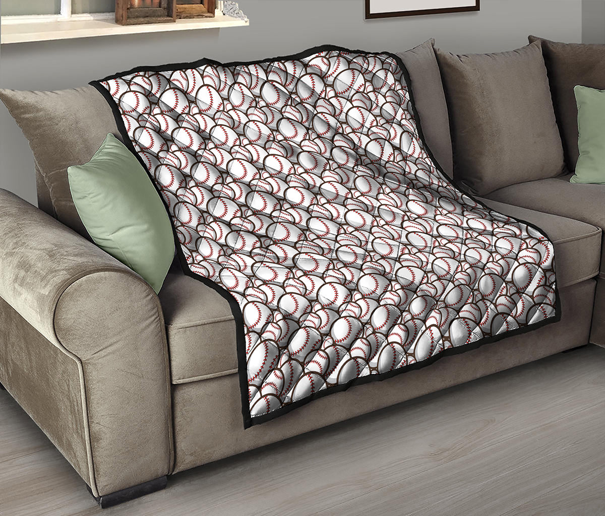 Baseballs Pattern Print Quilt