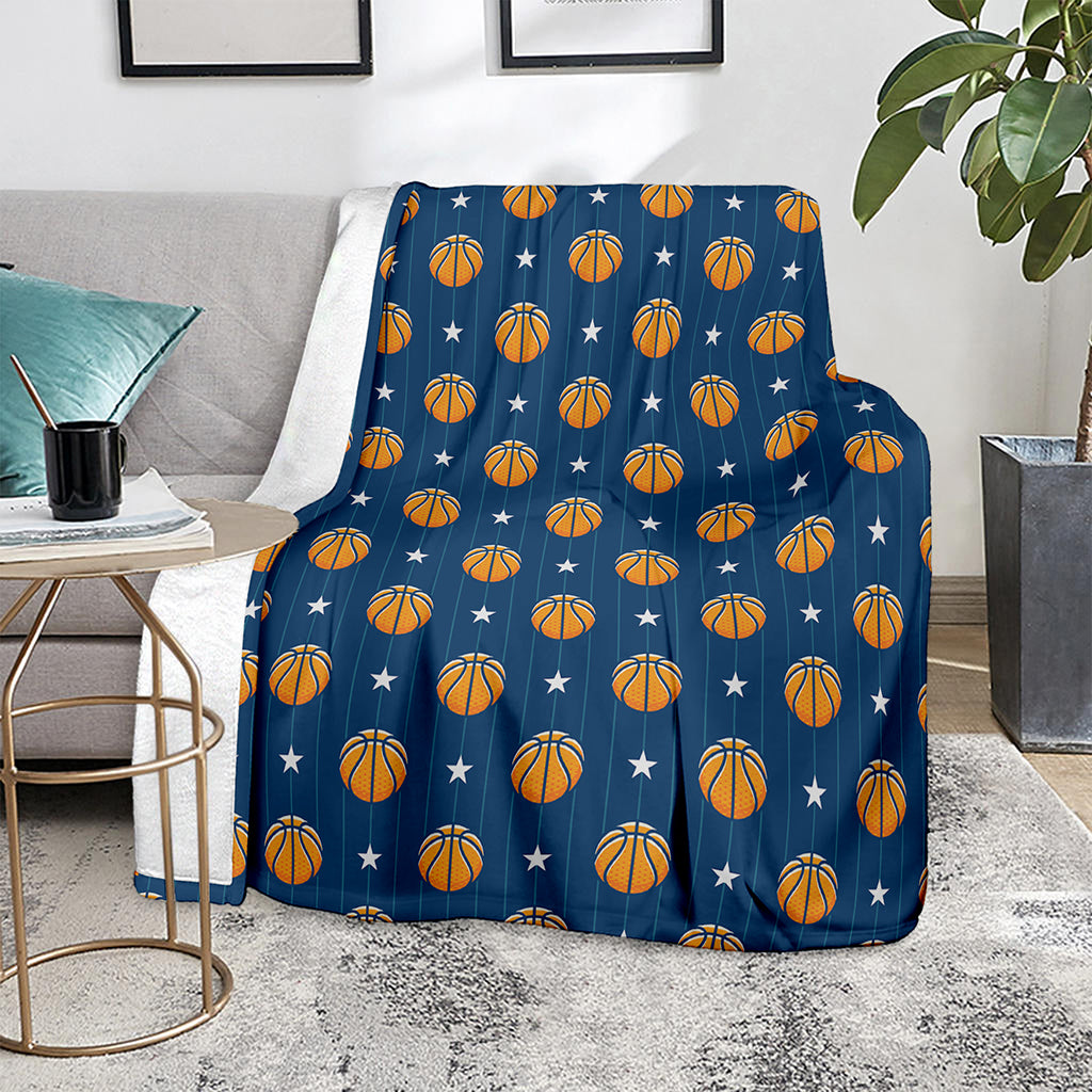 Basketball And Star Pattern Print Blanket