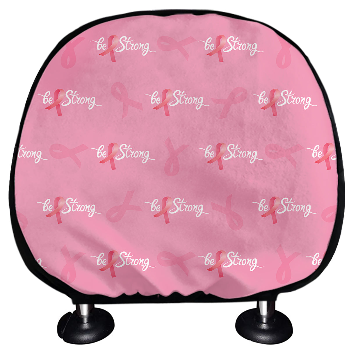 Be Strong Breast Cancer Pattern Print Car Headrest Covers