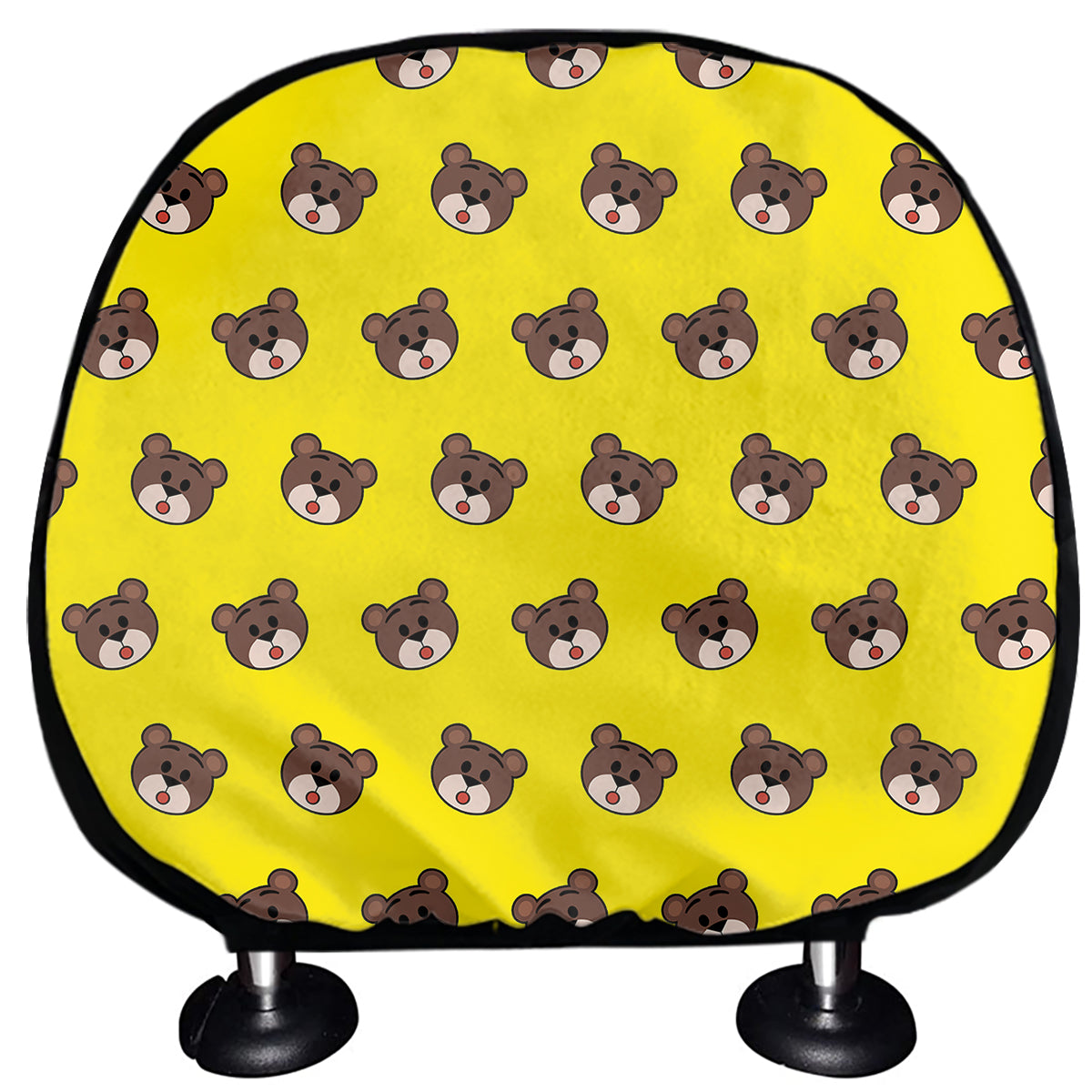 Bear Emoji Pattern Print Car Headrest Covers