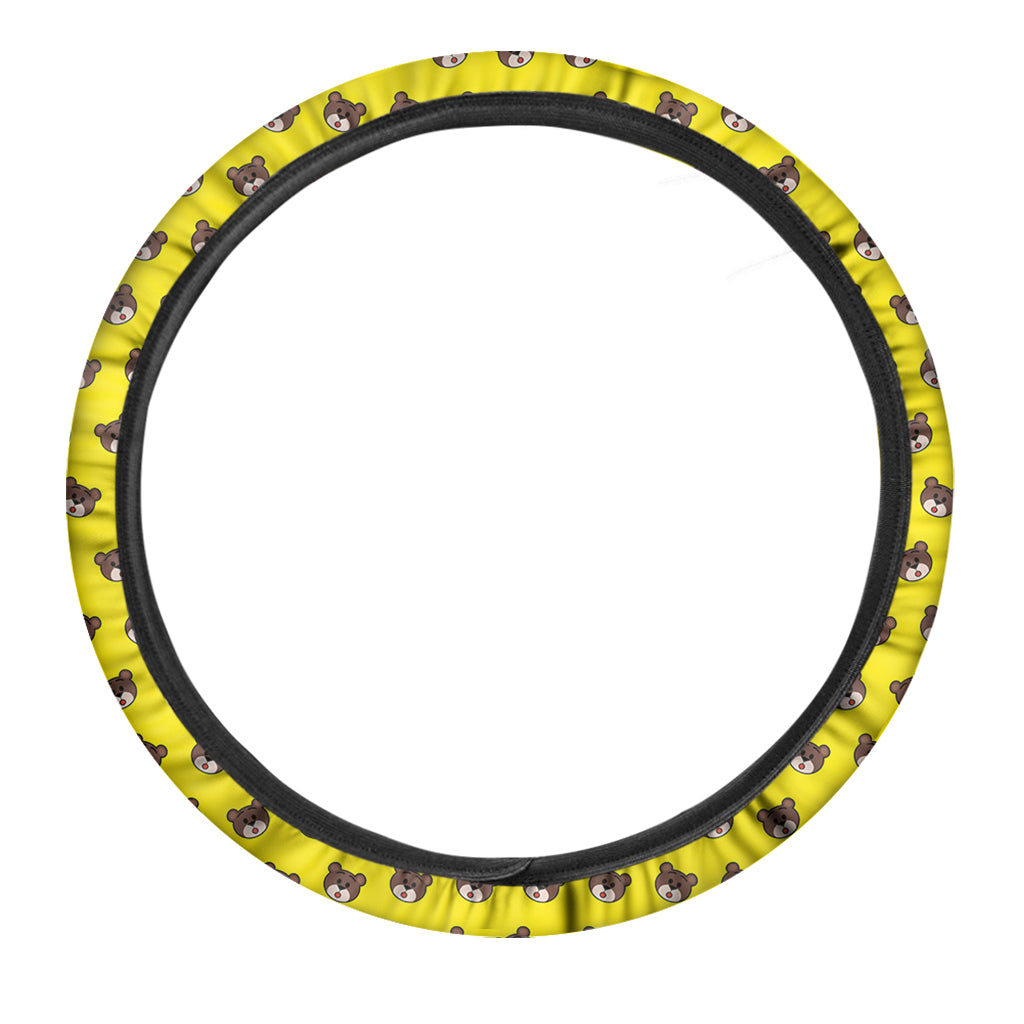 Bear Emoji Pattern Print Car Steering Wheel Cover