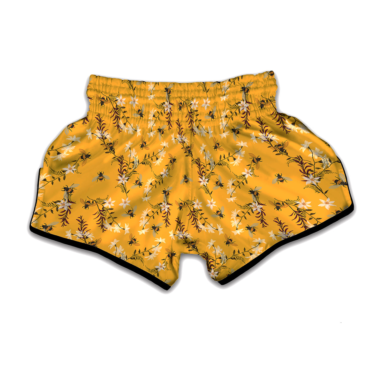 Bee Drawing Pattern Print Muay Thai Boxing Shorts