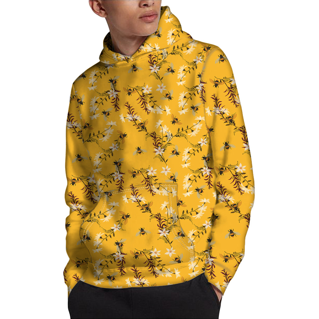 Bee Drawing Pattern Print Pullover Hoodie