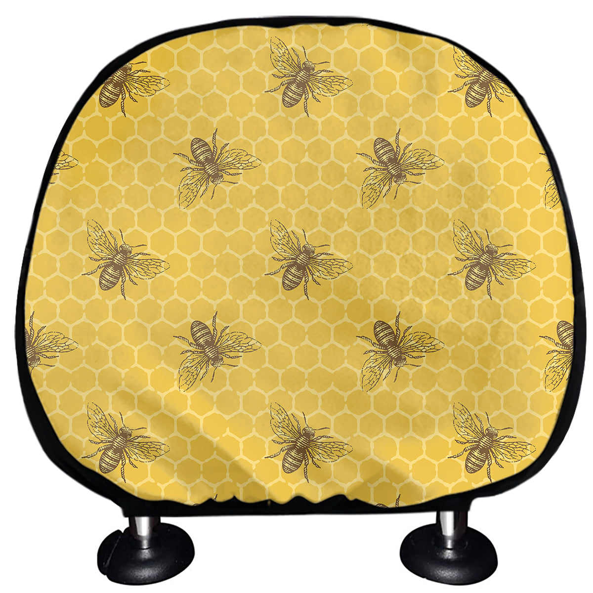 Bee Honeycomb Pattern Print Car Headrest Covers