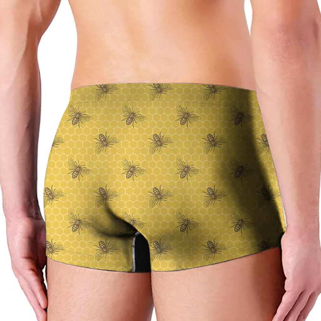 Bee Honeycomb Pattern Print Men's Boxer Briefs
