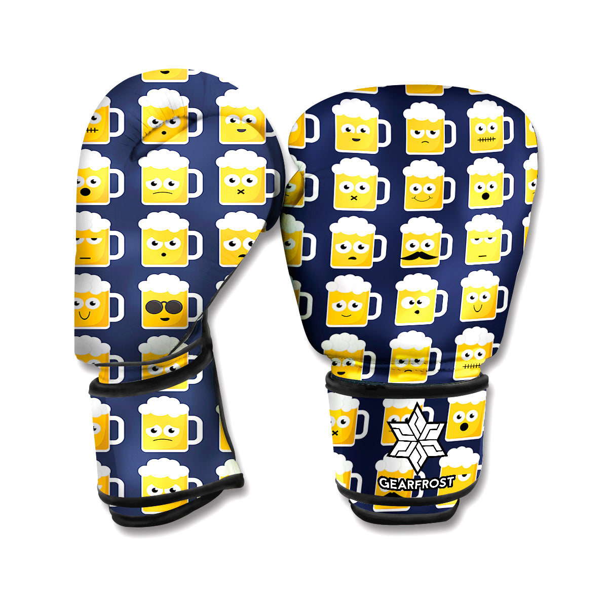 Beer Emoji Pattern Print Boxing Gloves