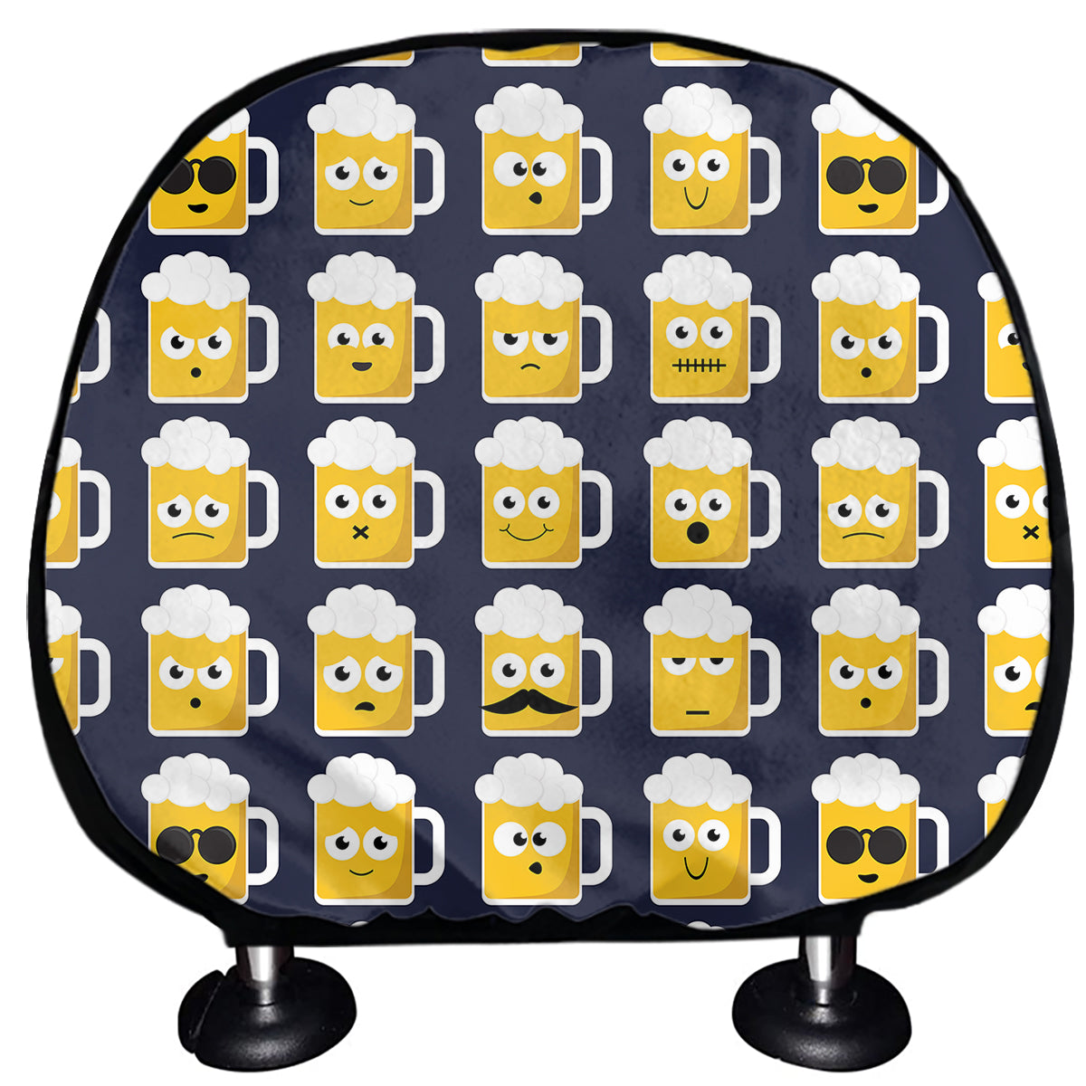 Beer Emoji Pattern Print Car Headrest Covers