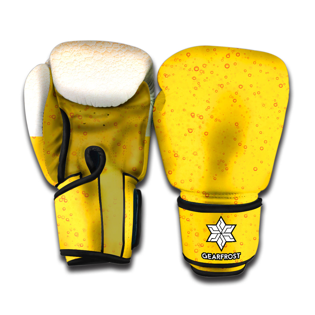 Beer With Foam Print Boxing Gloves
