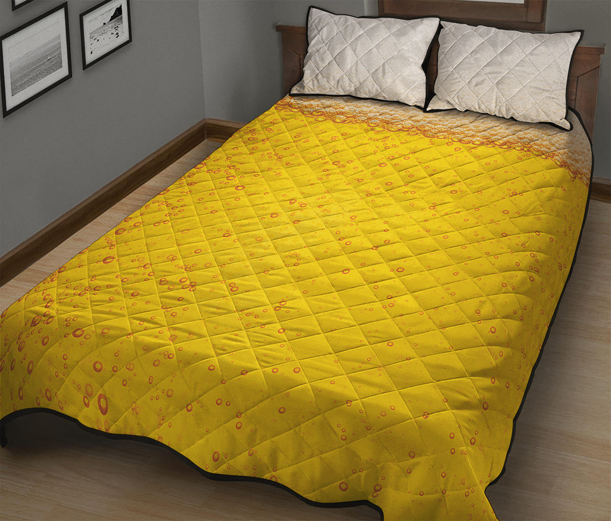 Beer With Foam Print Quilt Bed Set
