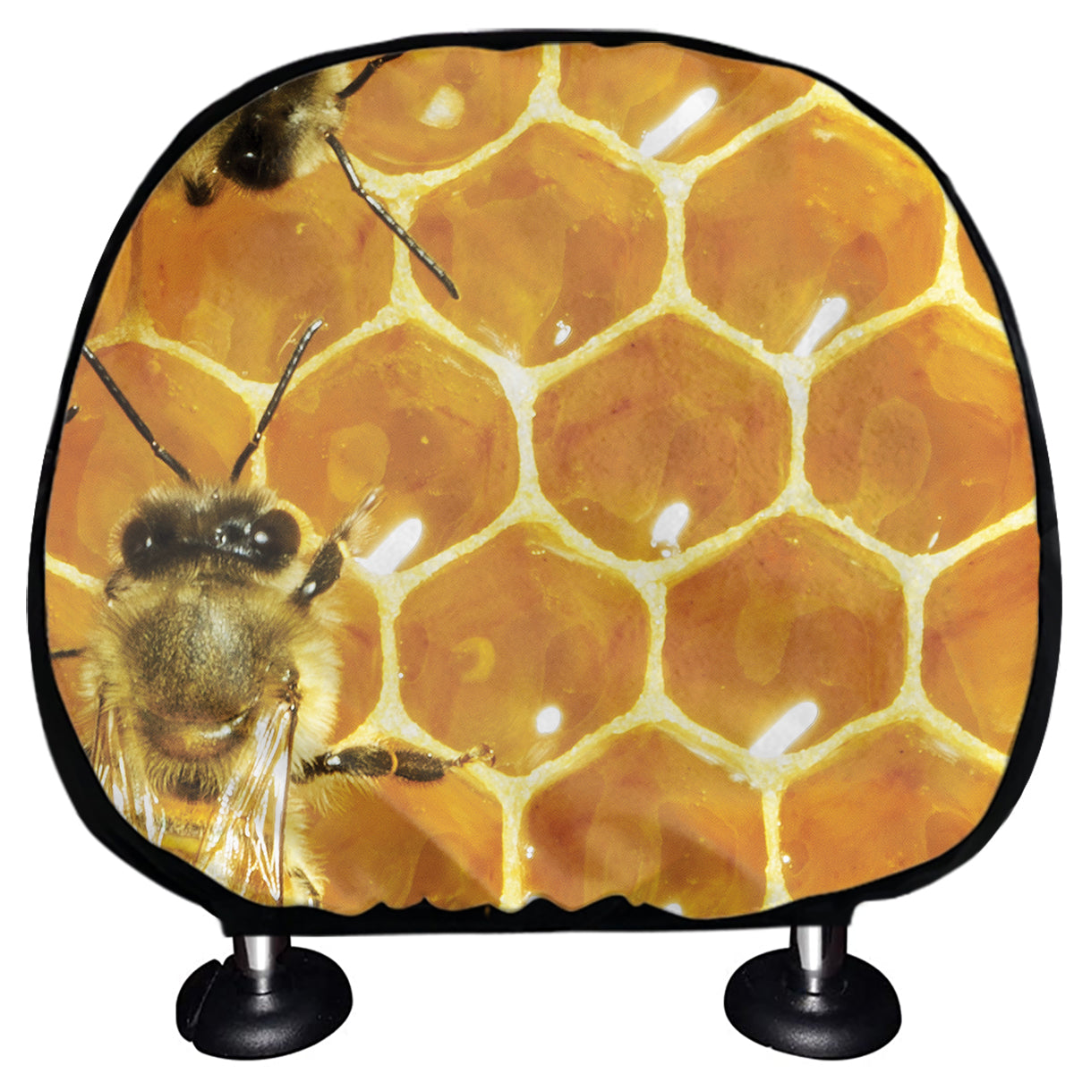 Bees And Honeycomb Print Car Headrest Covers