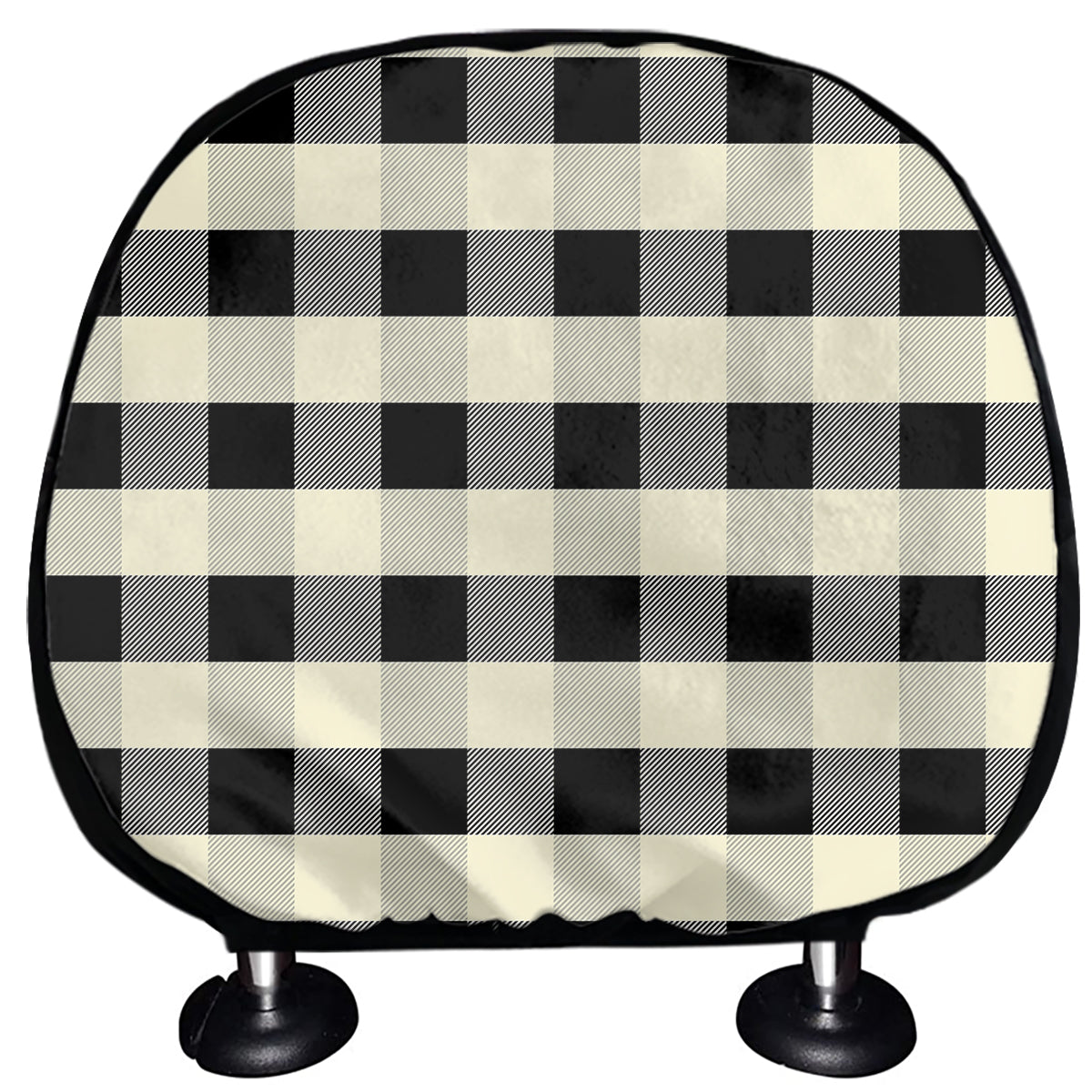 Beige And Black Buffalo Check Print Car Headrest Covers
