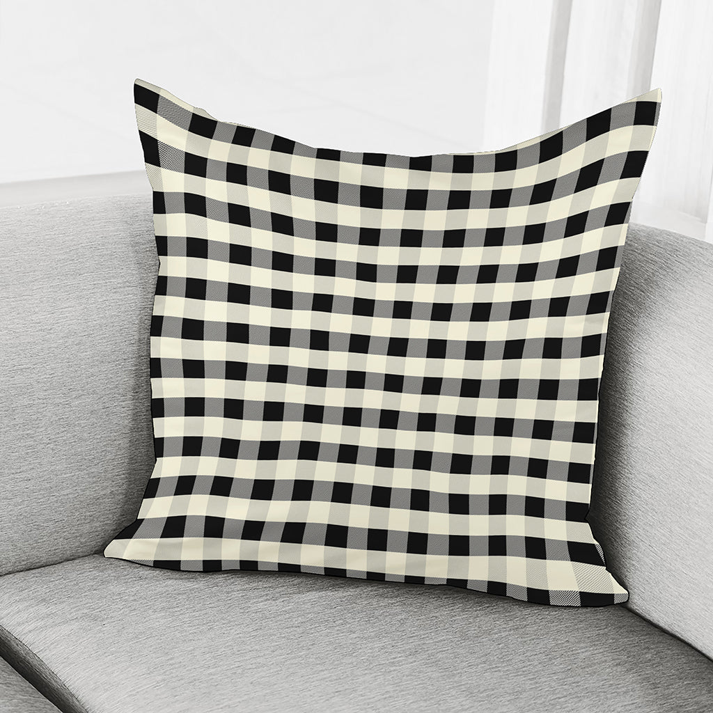 Beige And Black Buffalo Check Print Pillow Cover