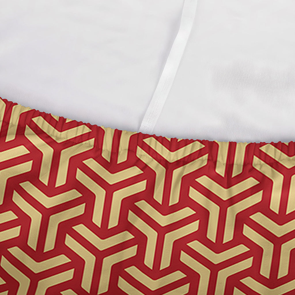 Beige And Red Japanese Pattern Print Sofa Cover